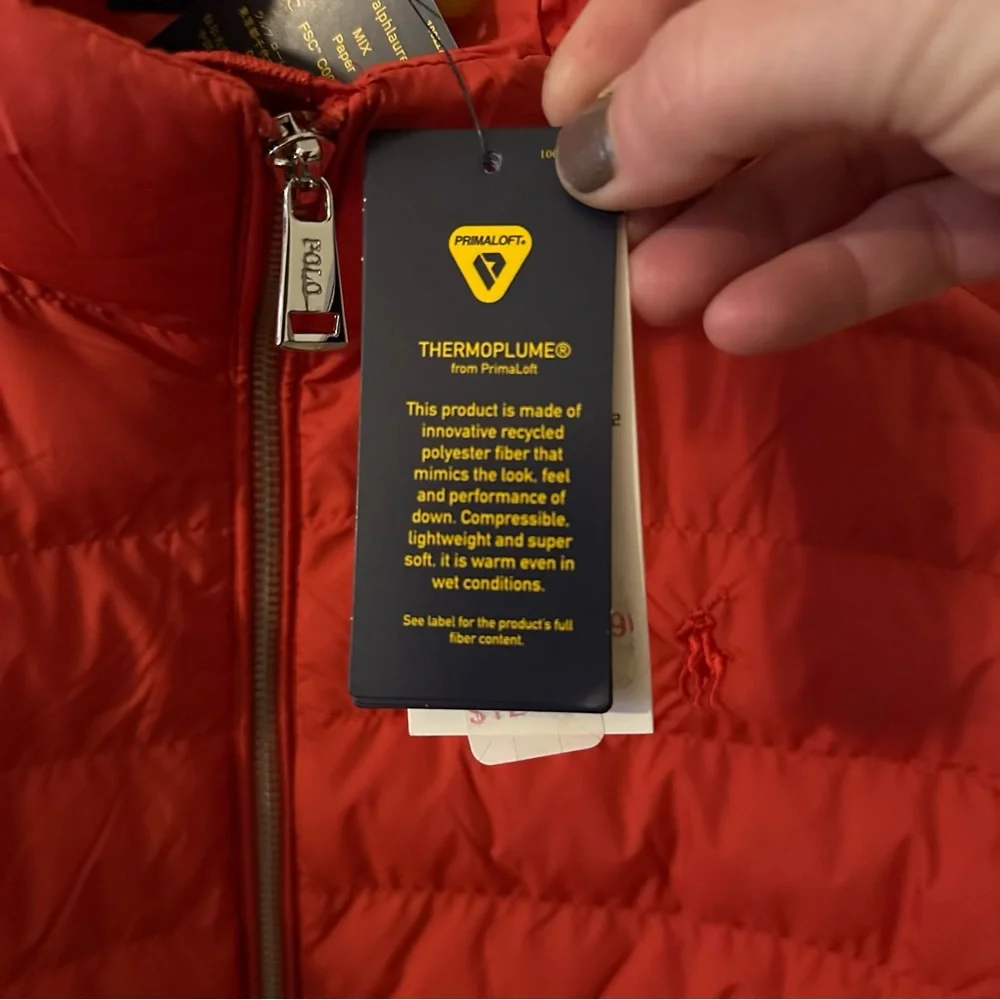 POLO|Ralph Lauren-Water Repellent Puffer Jacket in, “Brilliant Red”, Size XL,NWT - Picture 11 of 15